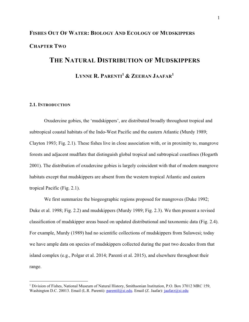 The Natural Distribution of Mudskippers