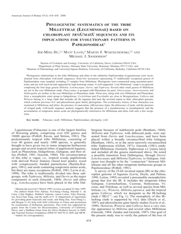 Phylogenetic Systematics of the Tribe Millettieae