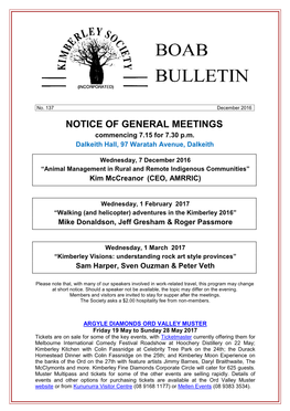 NOTICE of GENERAL MEETINGS Commencing 7.15 for 7.30 P.M