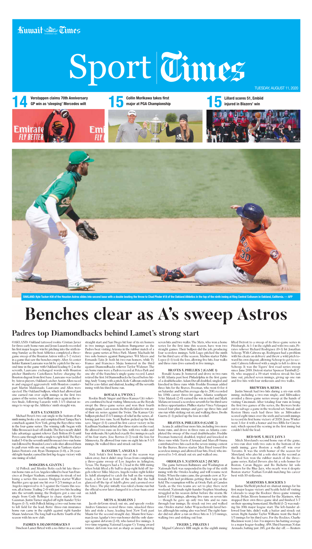 Benches Clear As A's Sweep Astros