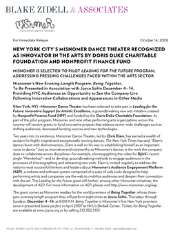 New York City's Misnomer Dance Theater Recognized