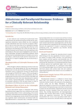 Aldosterone and Parathyroid Hormone: Evidence for a Clinically Relevant Relationship