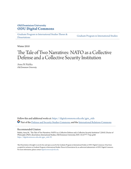 NATO As a Collective Defense and a Collective Security Institution Anna M