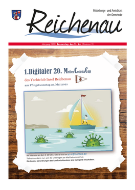 1.Digitaler 20. Meilencoronacup Des Yachtclub Insel Reichenau Am Pfingstsonntag 23.Mai 2021