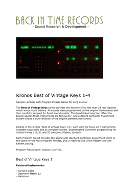 Kronos Best of Vintage Keys 1 to 4 Content