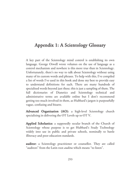 Appendix 1: a Scientology Glossary