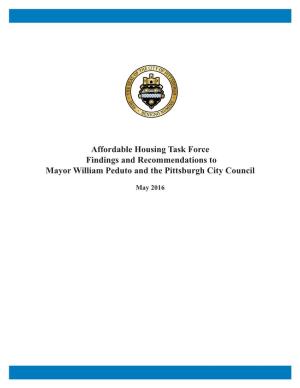 Affordable Housing Task Force Recommendations