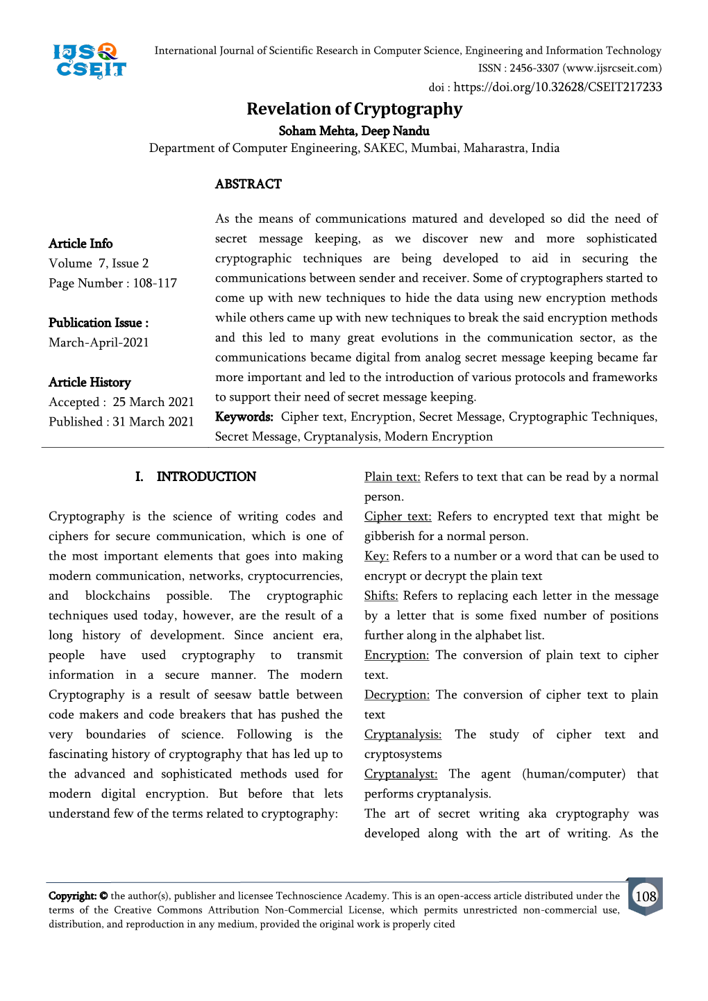 International Journal of Scientific Research in Computer