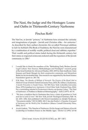 The Nasi, the Judge and the Hostages: Loans and Oaths in Thirteenth-Century Narbonne