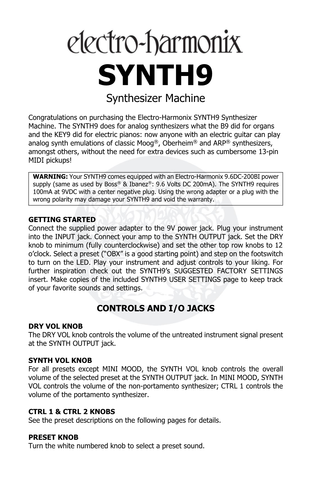 SYNTH9 Synthesizer Machine