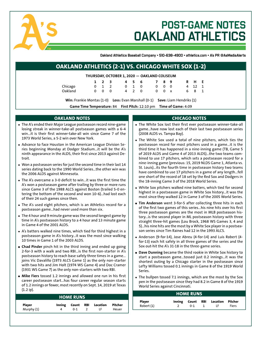 Oakland Athletics Virtual Press