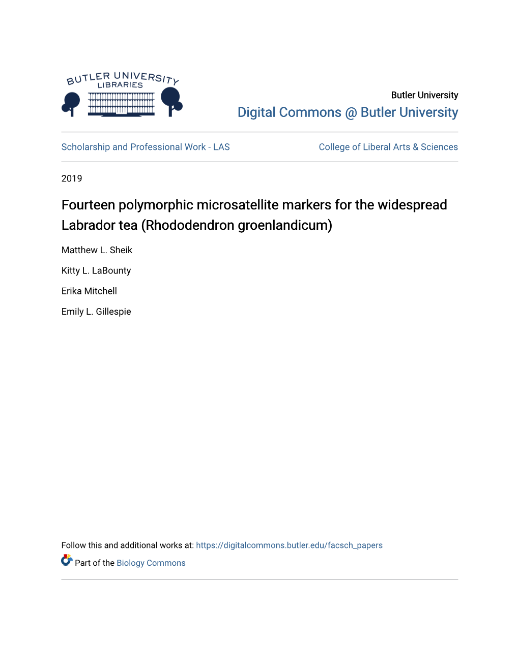 Fourteen Polymorphic Microsatellite Markers for the Widespread Labrador Tea (Rhododendron Groenlandicum)