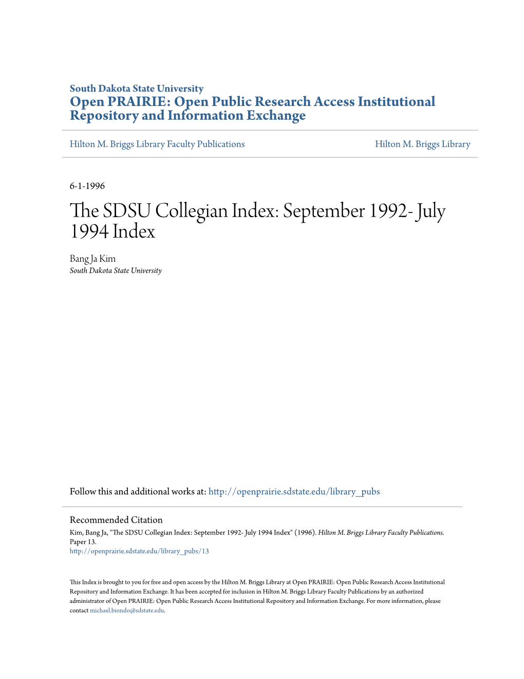 The SDSU Collegian Index