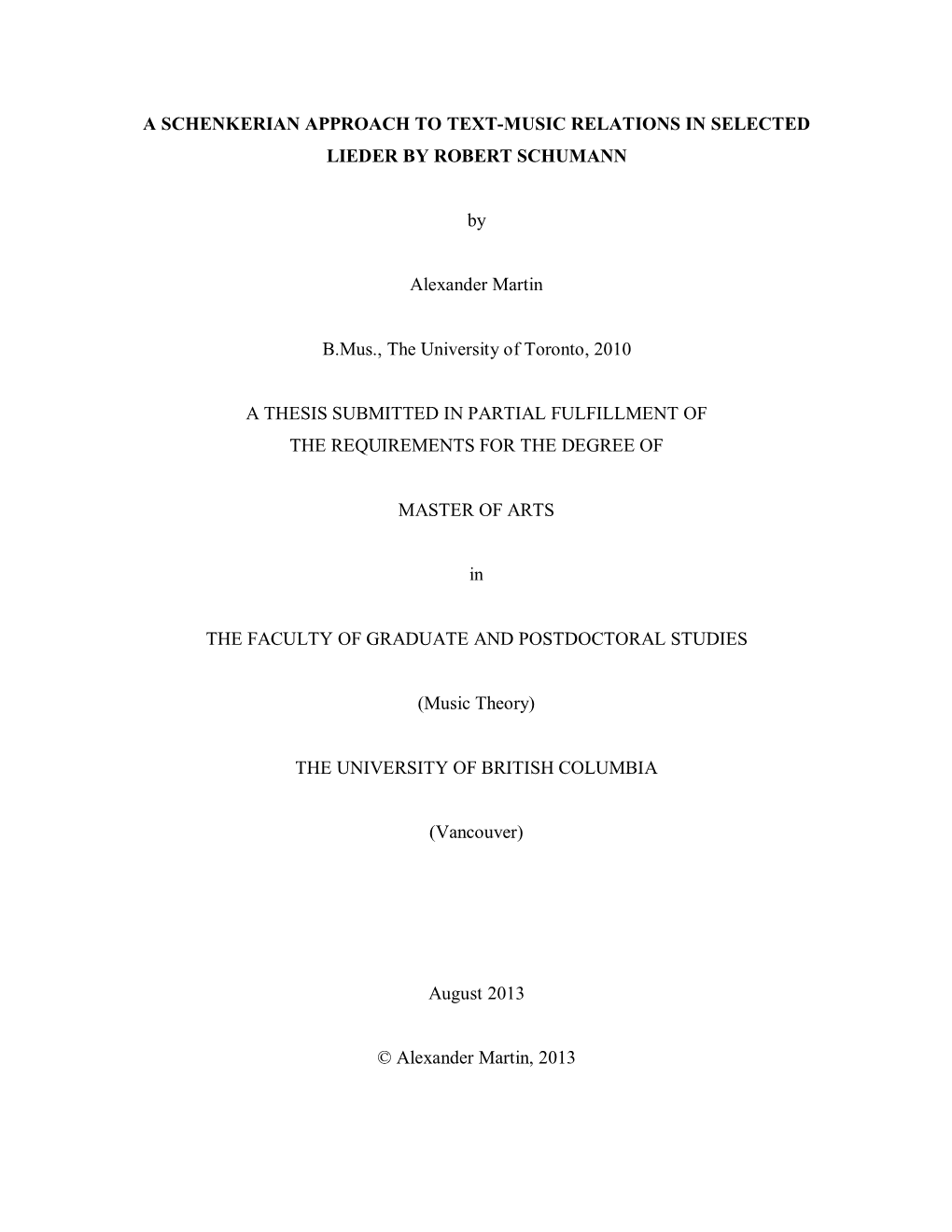 A Schenkerian Approach to Text-Music Relations in Selected Lieder by Robert Schumann