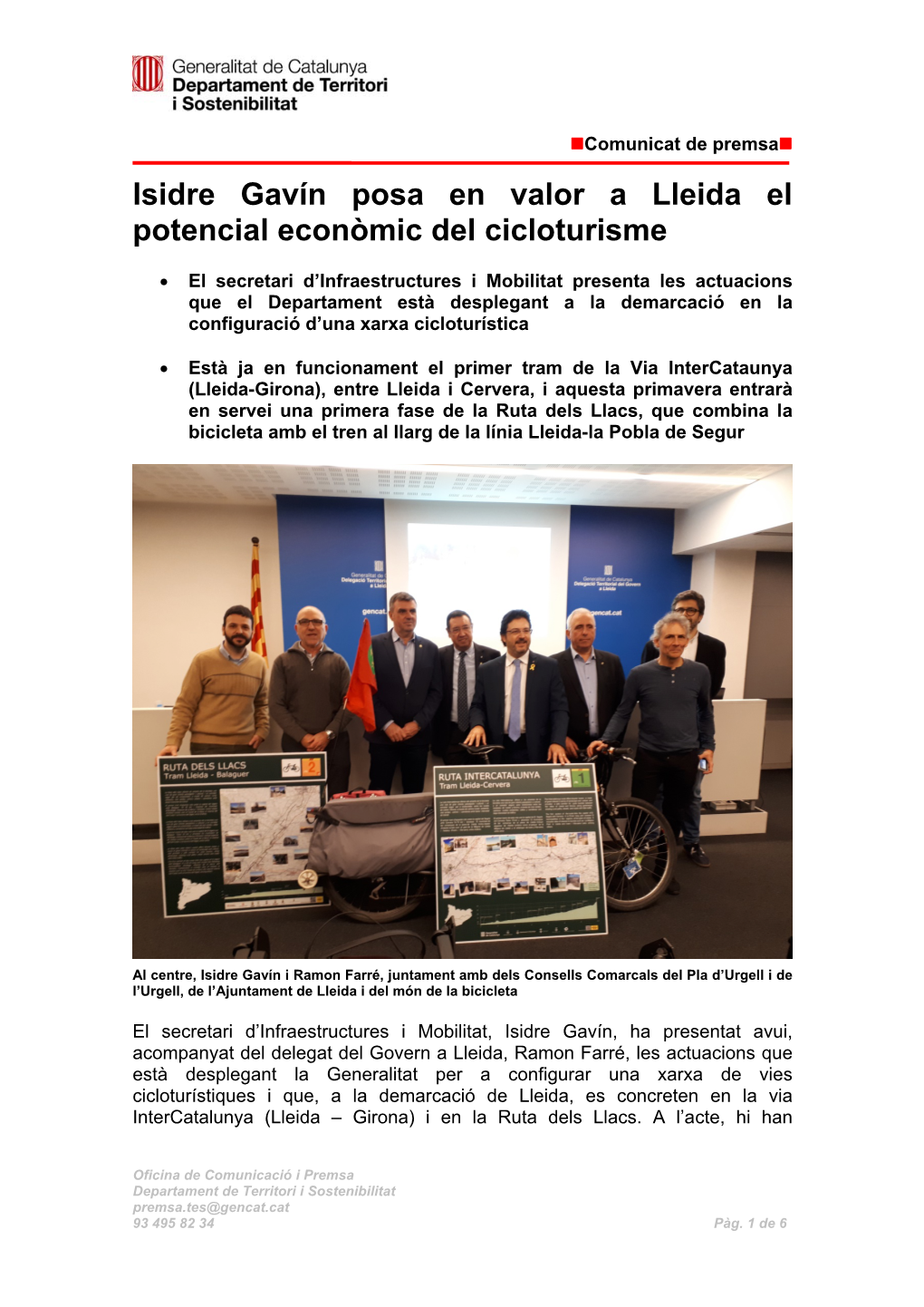 Isidre Gavín Posa En Valor a Lleida El Potencial Econòmic Del Cicloturisme