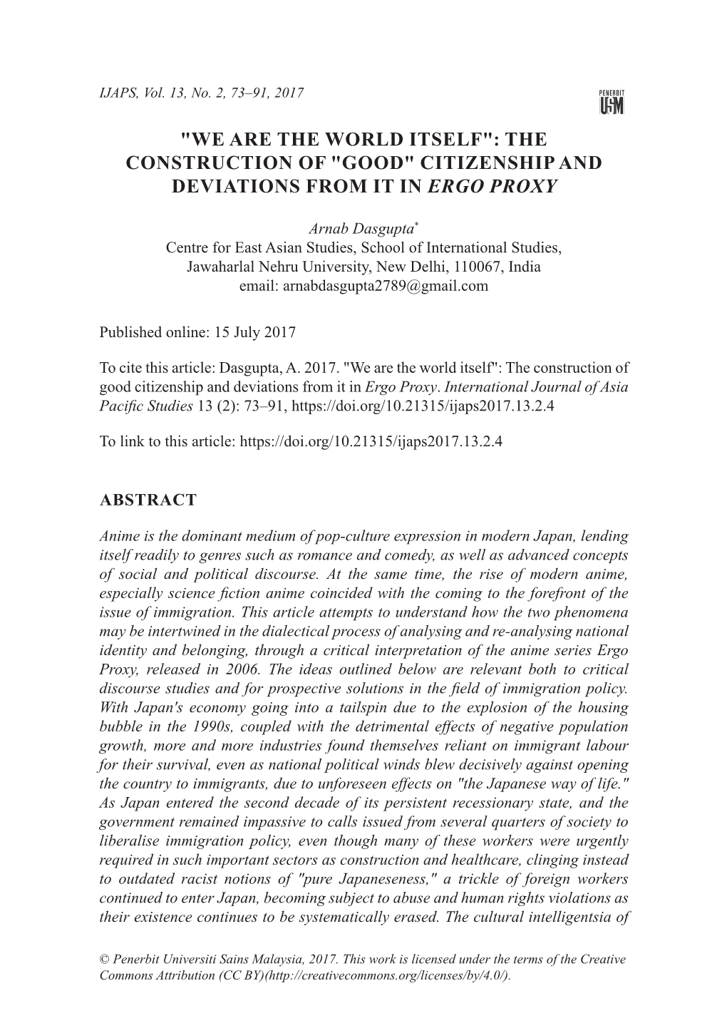 Citizenship and Deviations from It in Ergo Proxy