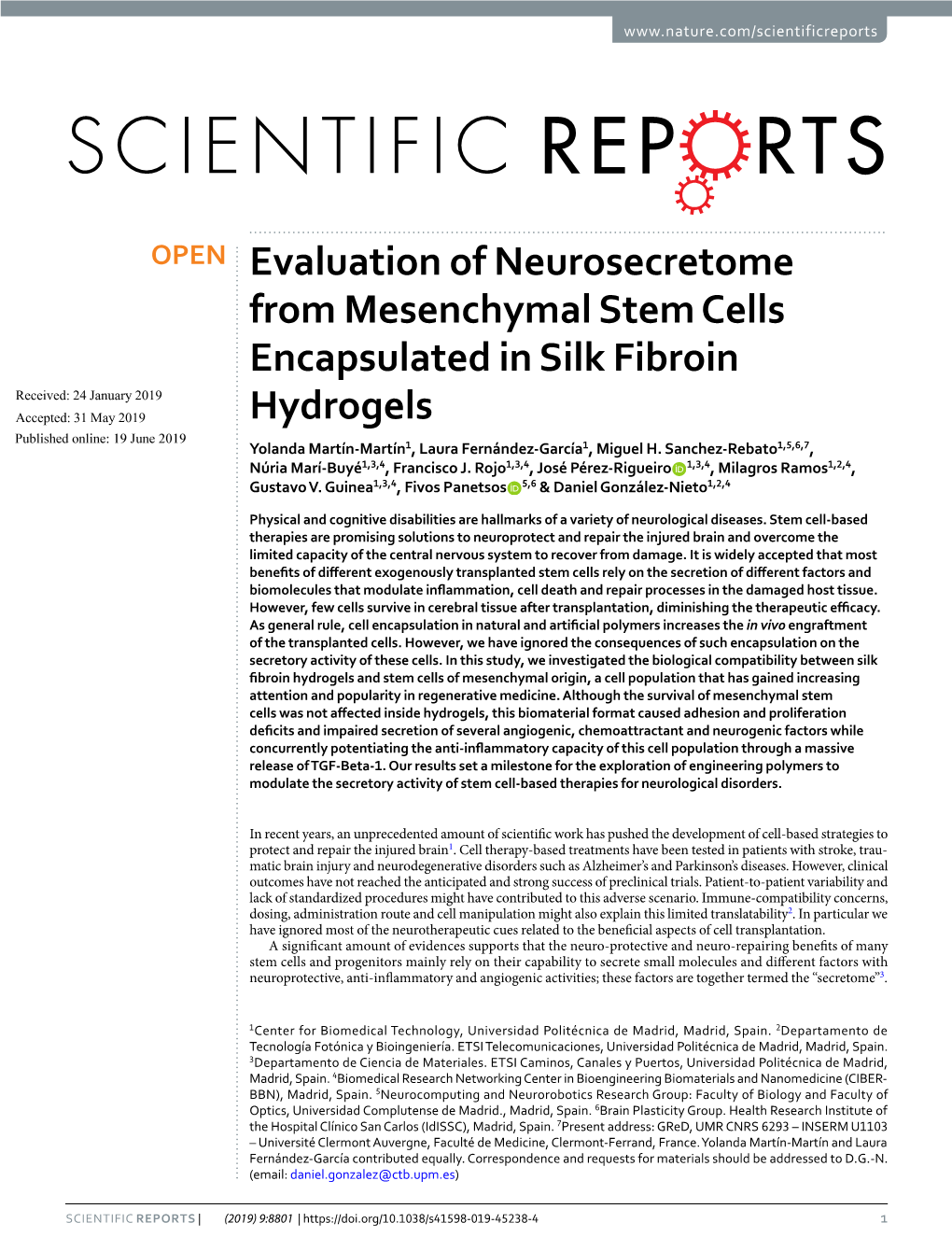 Evaluation of Neurosecretome from Mesenchymal Stem Cells Encapsulated in Silk Fibroin Hydrogels