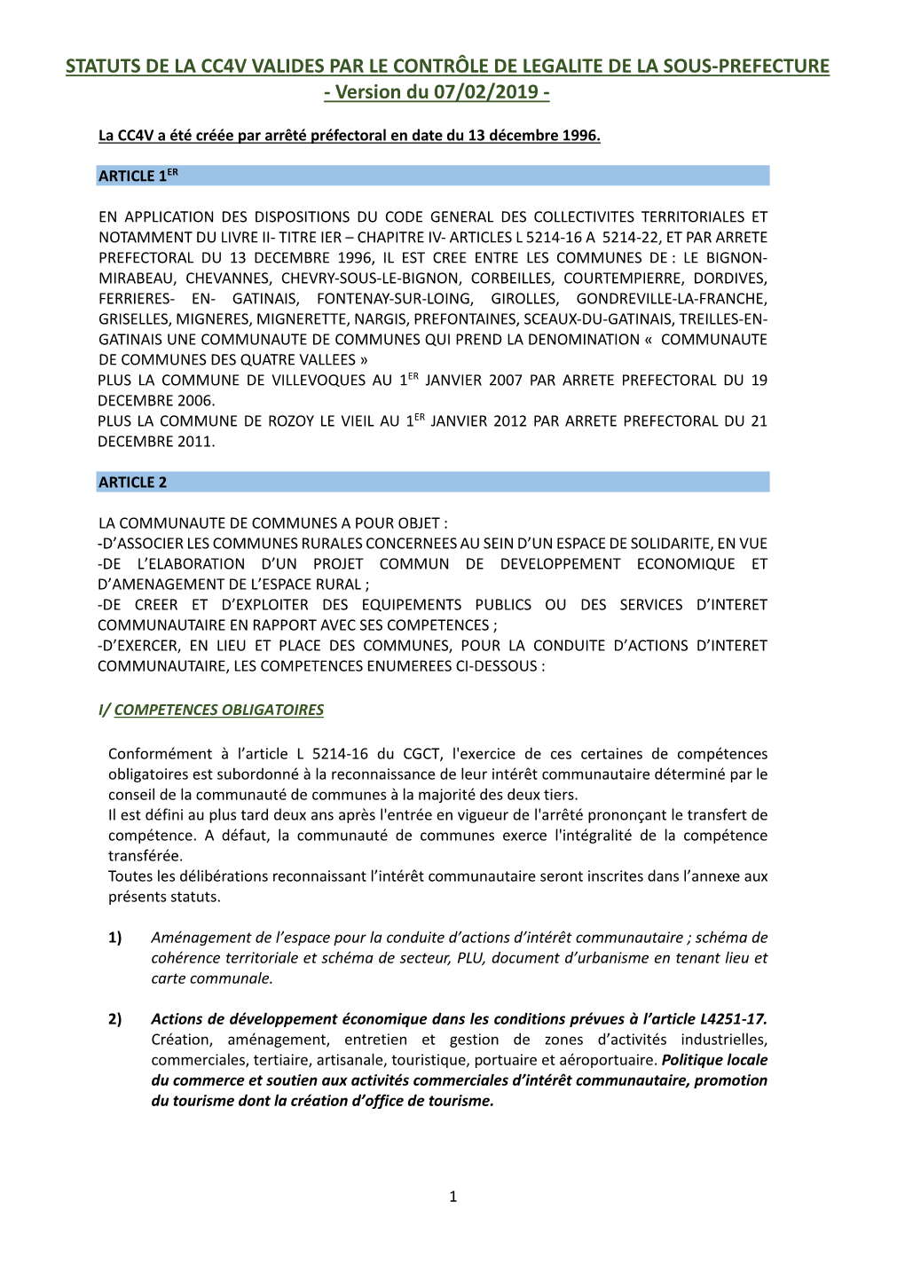 Statuts CC4V Modif Février 2019