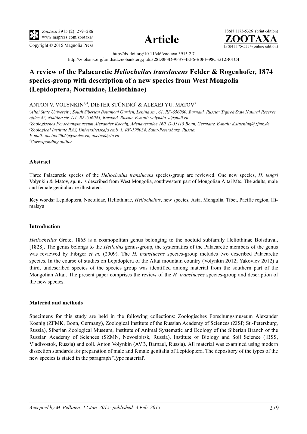 A Review of the Palaearctic Heliocheilus Translucens Felder