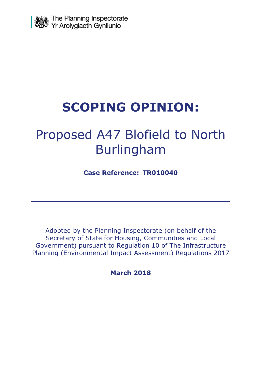 SCOPING OPINION: Proposed A47 Blofield to North Burlingham