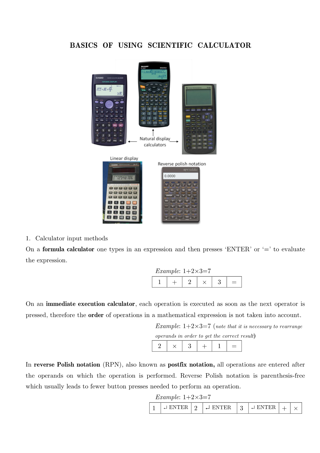 Basics of Using Scientific Calculator