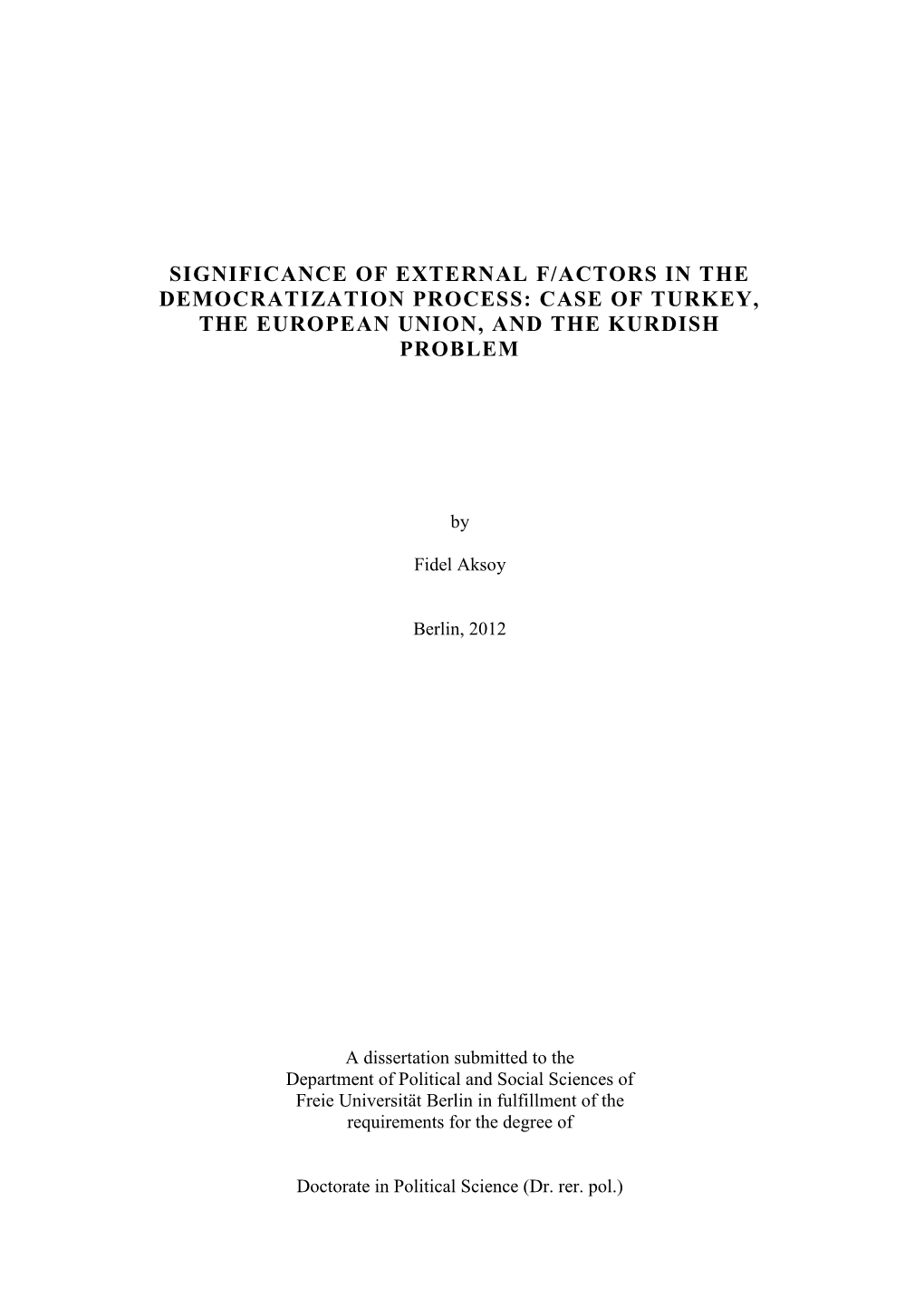 Case of Turkey, the European Union, and the Kurdish Problem