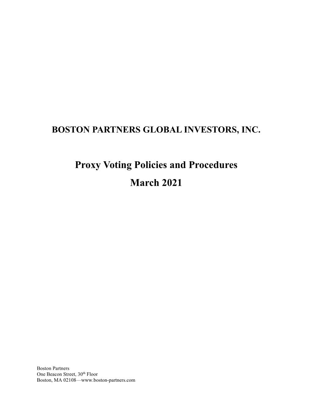 Proxy Voting Policies and Procedures March 2021