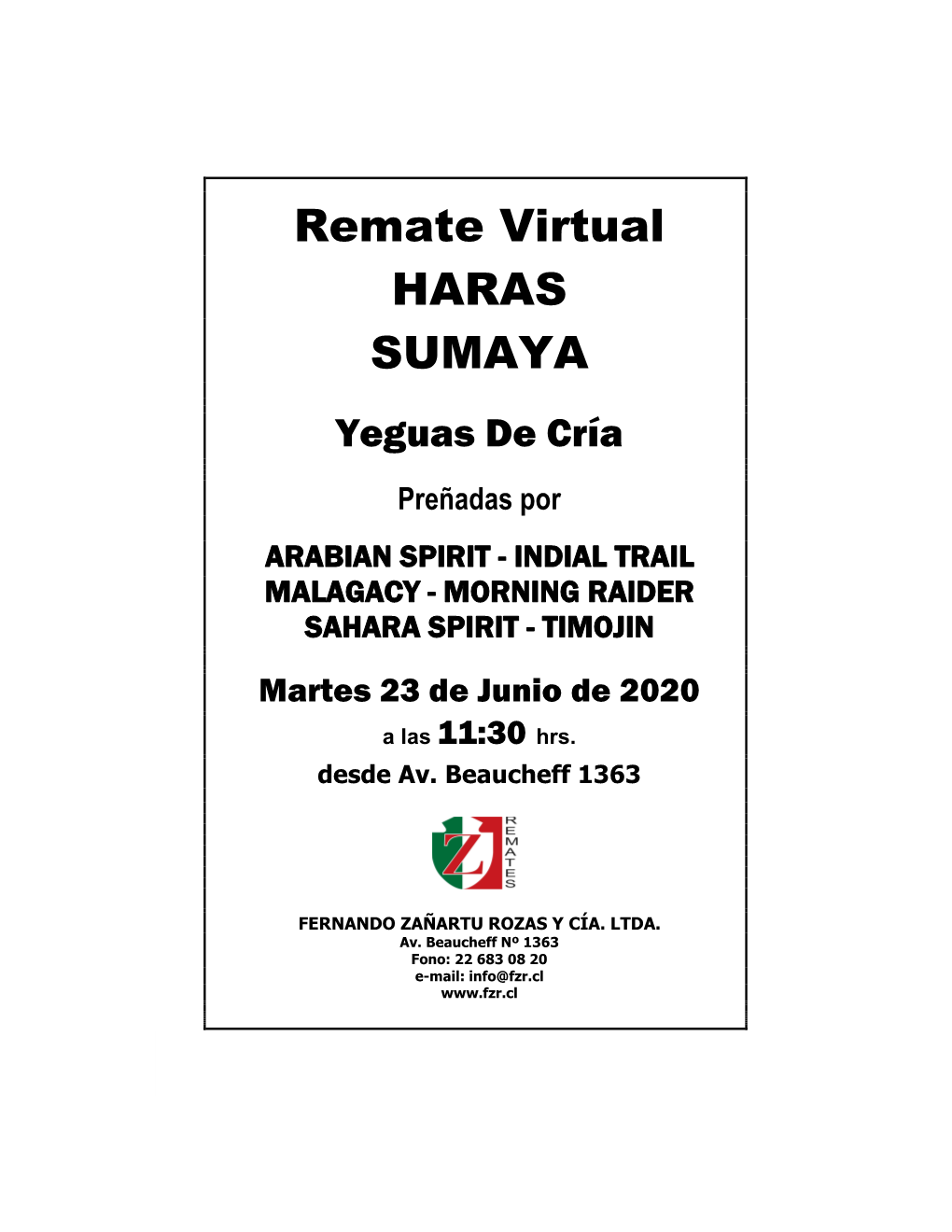 Remate Virtual HARAS SUMAYA