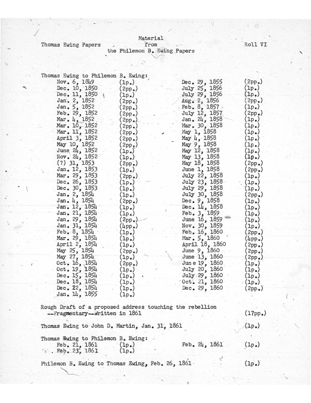 Thomas Ewing Microfilm Reel