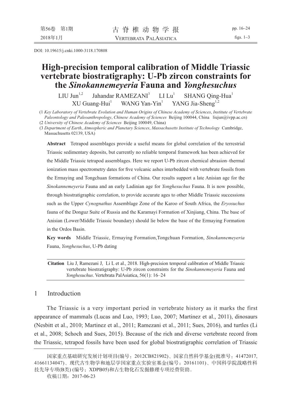 High-Precision Temporal Calibration of Middle Triassic Vertebrate