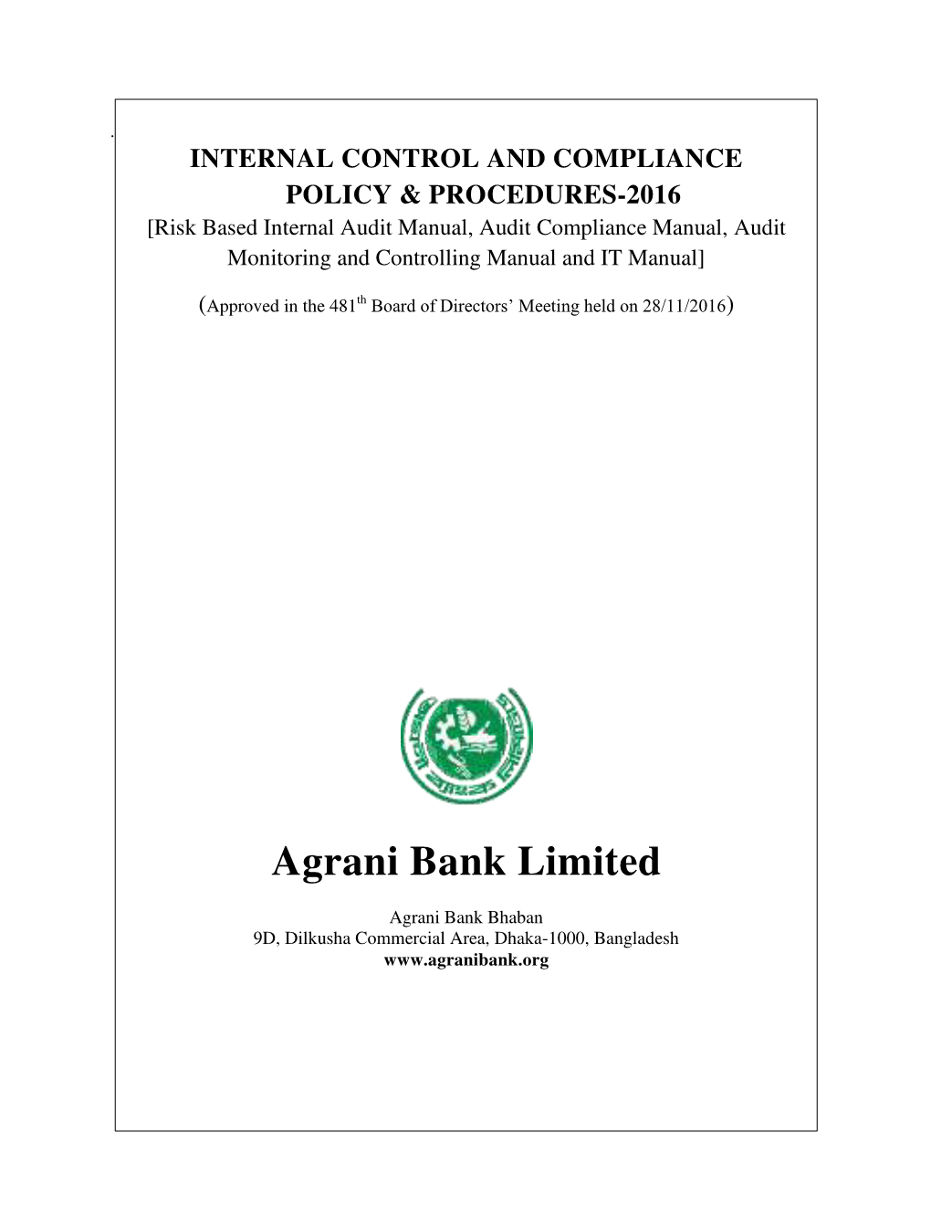 Internal Control & Compliance(ICC) Policy And