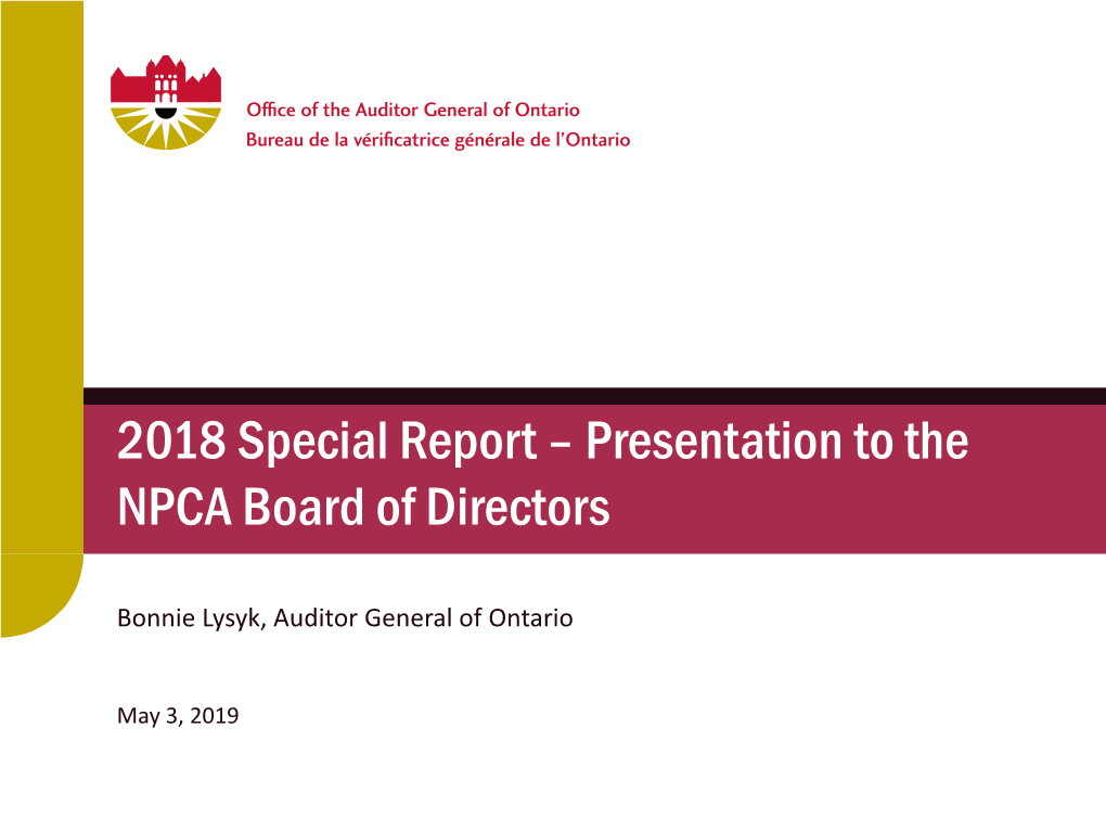 Presentation to the NPCA Board of Directors