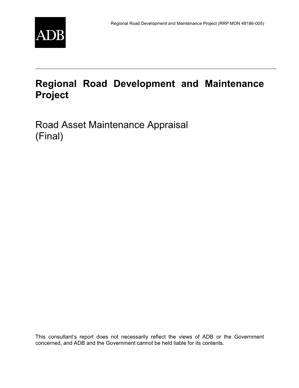 Road Asset Maintenance Appraisal (Final)
