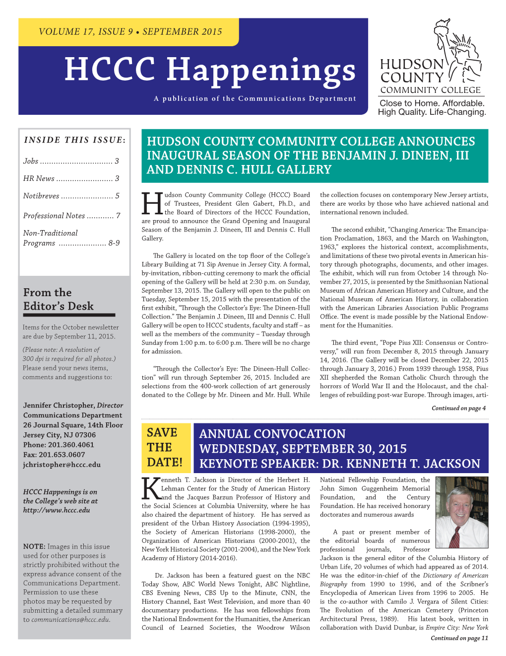 SEPTEMBER 2015 HCCC Happenings a Publication of the Communications Department
