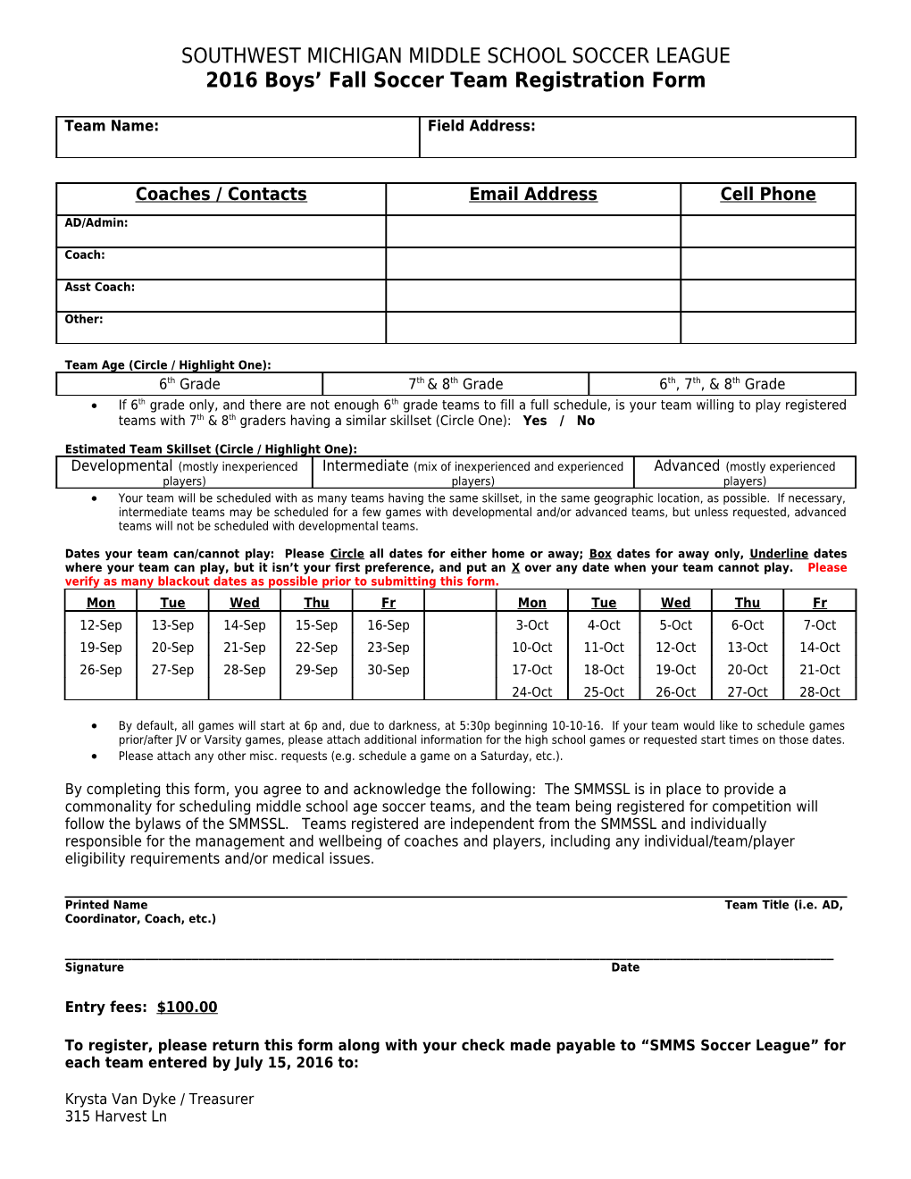 Southwest Michigan Middle School Soccer League