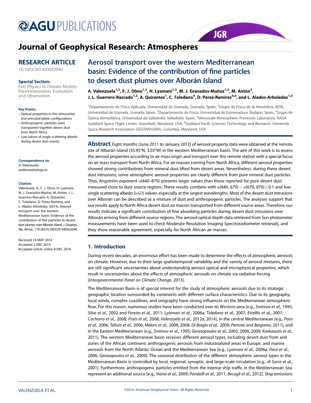 Aerosol Transport Over the Western Mediterranean Basin: Evidence Of