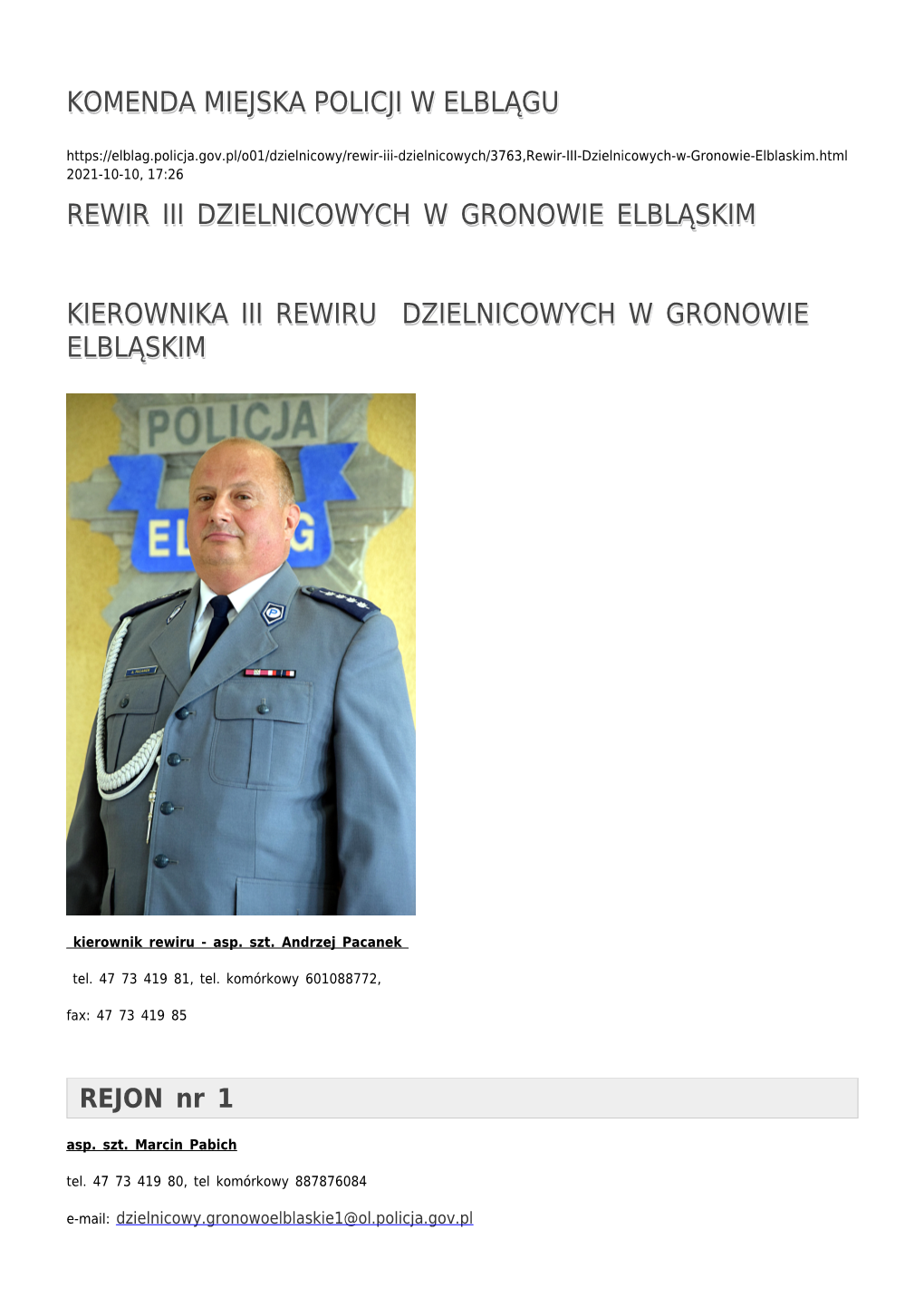 Rewir Iii Dzielnicowych W Gronowie Elbląskim Kierownika Iii Rewiru