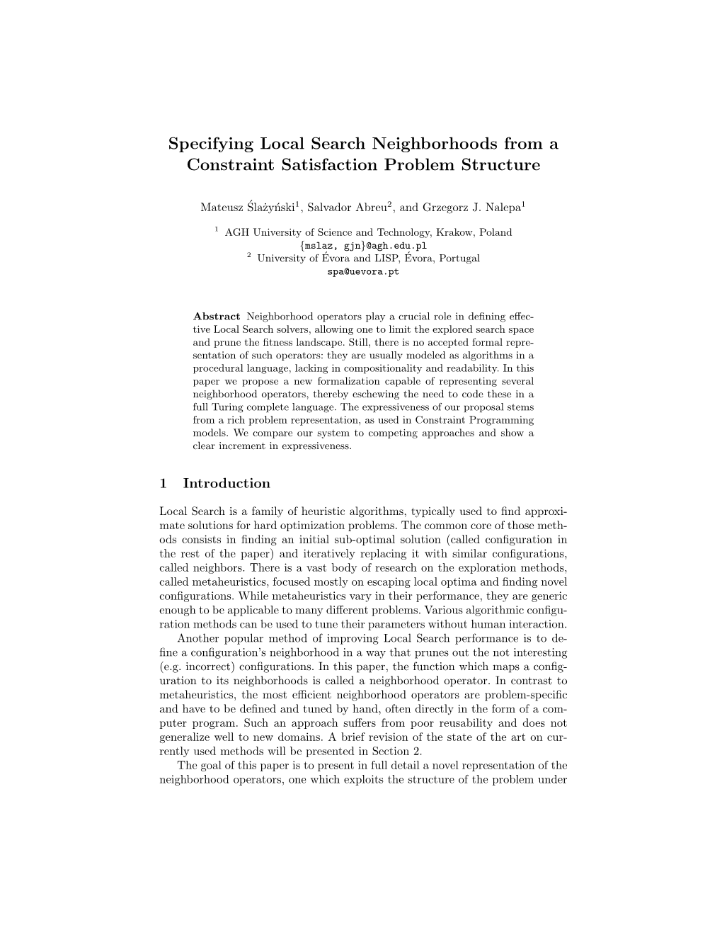 Specifying Local Search Neighborhoods from a Constraint Satisfaction Problem Structure