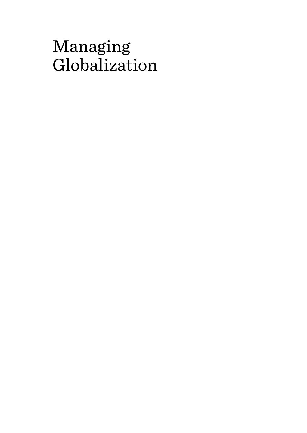 Managing Globalization