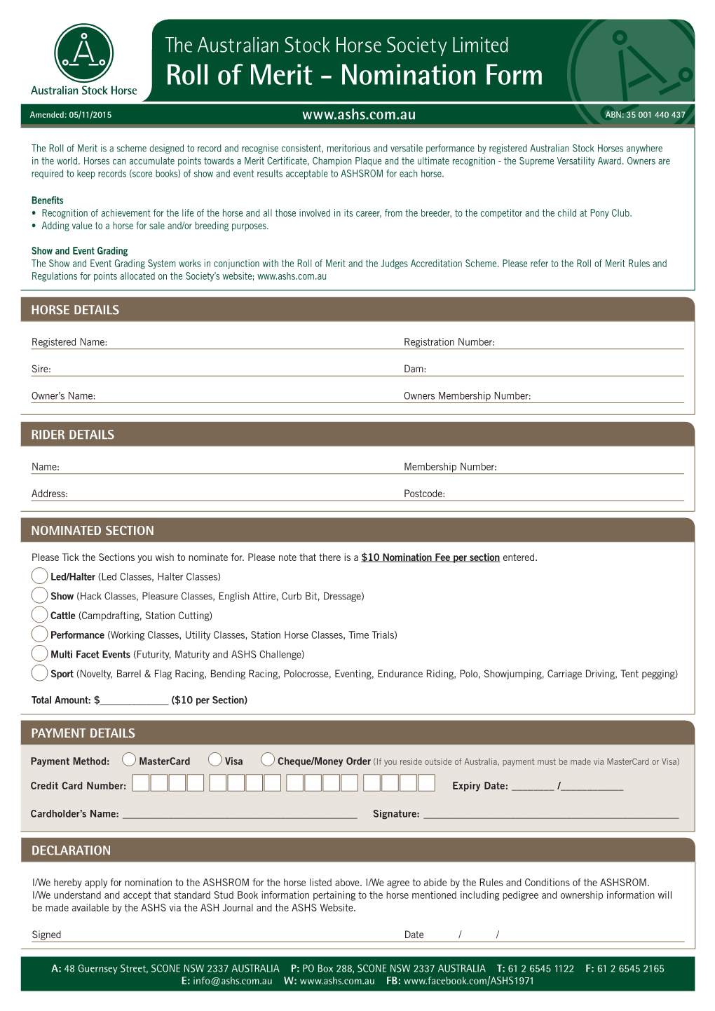 Roll of Merit - Nomination Form