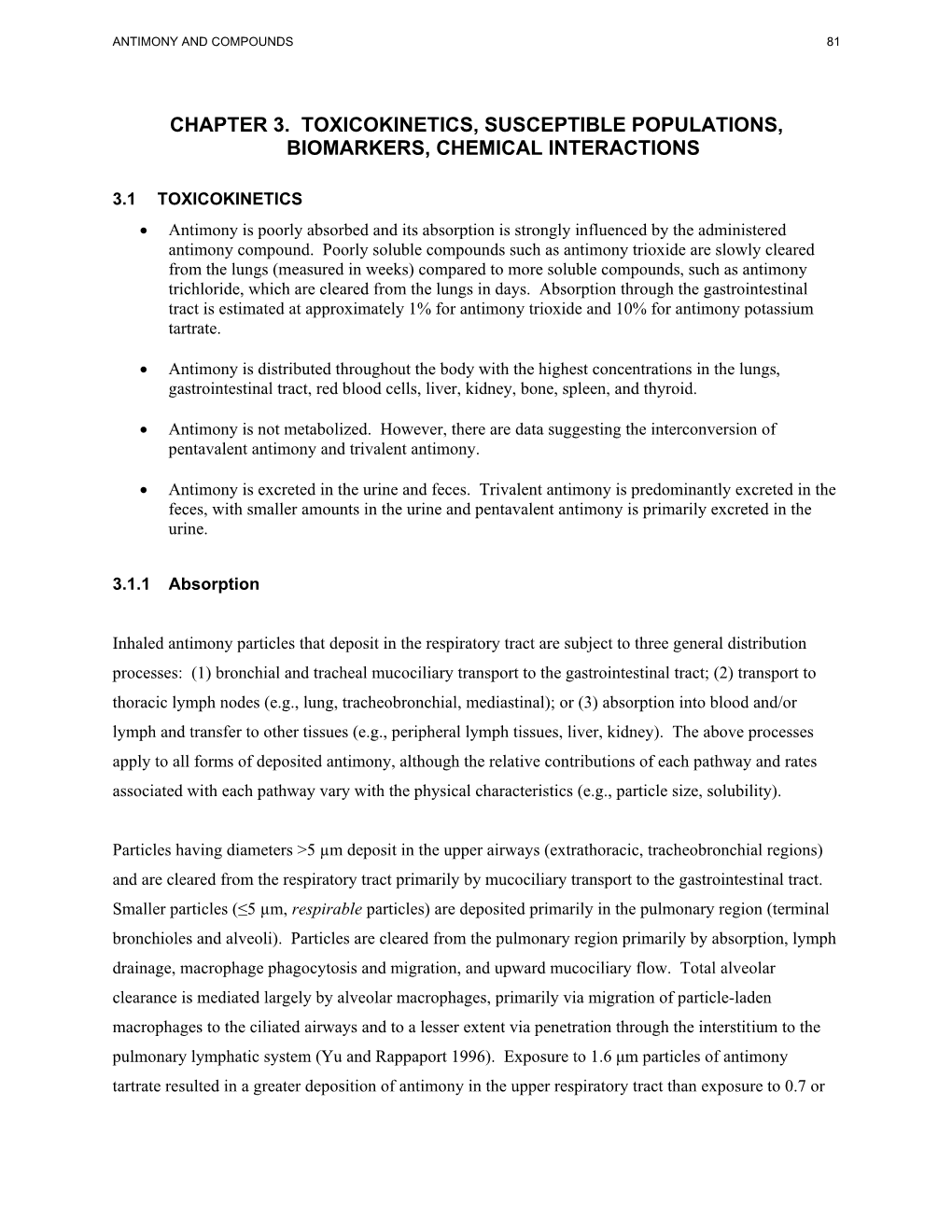 Toxicological Profile for Antimony