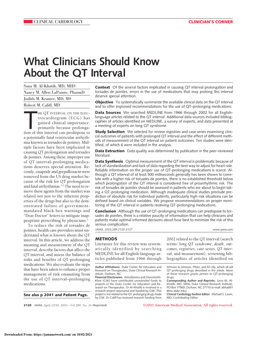 What Clinicians Should Know About the QT Interval