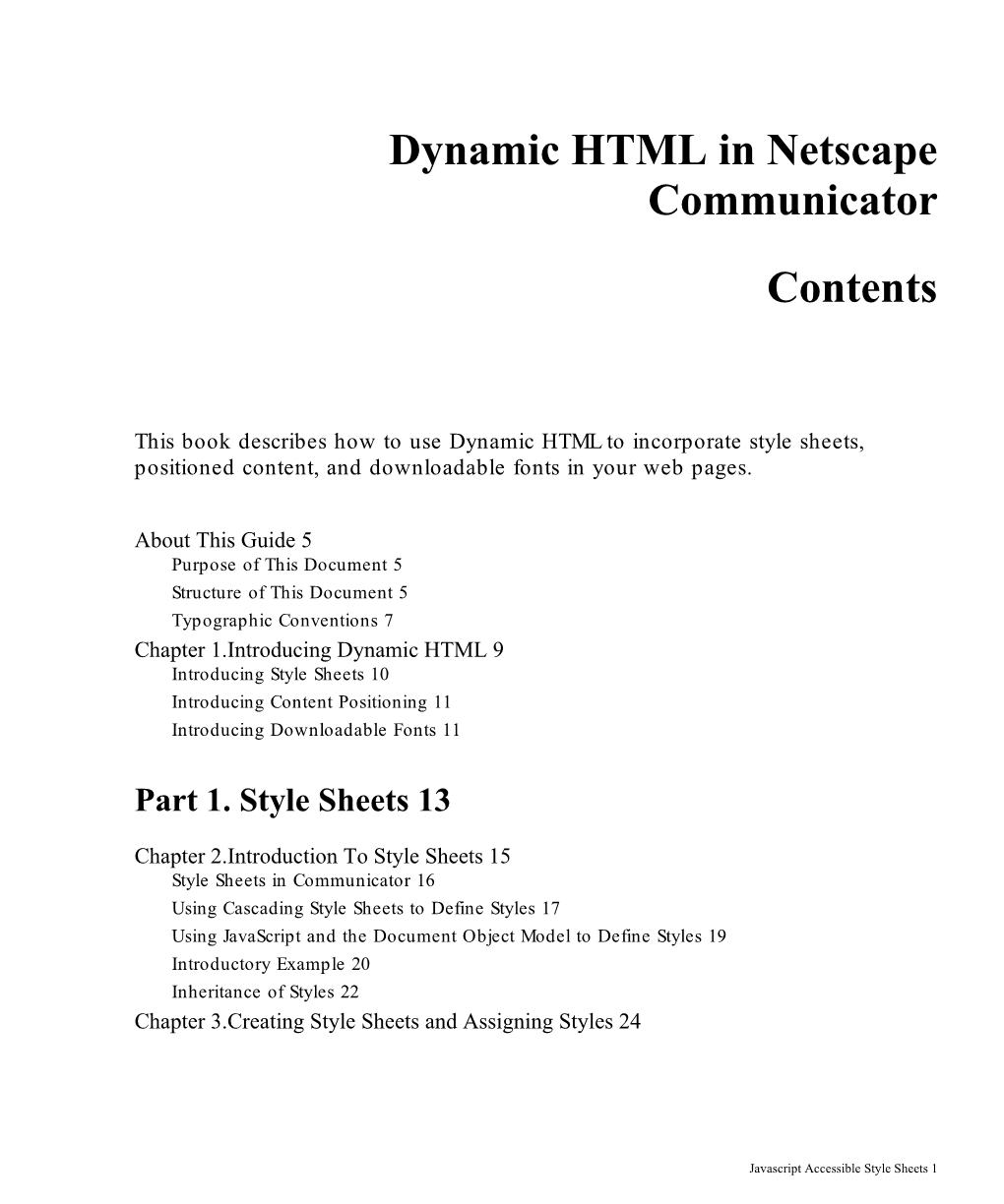 Dynamic HTML in Netscape Communicator Contents