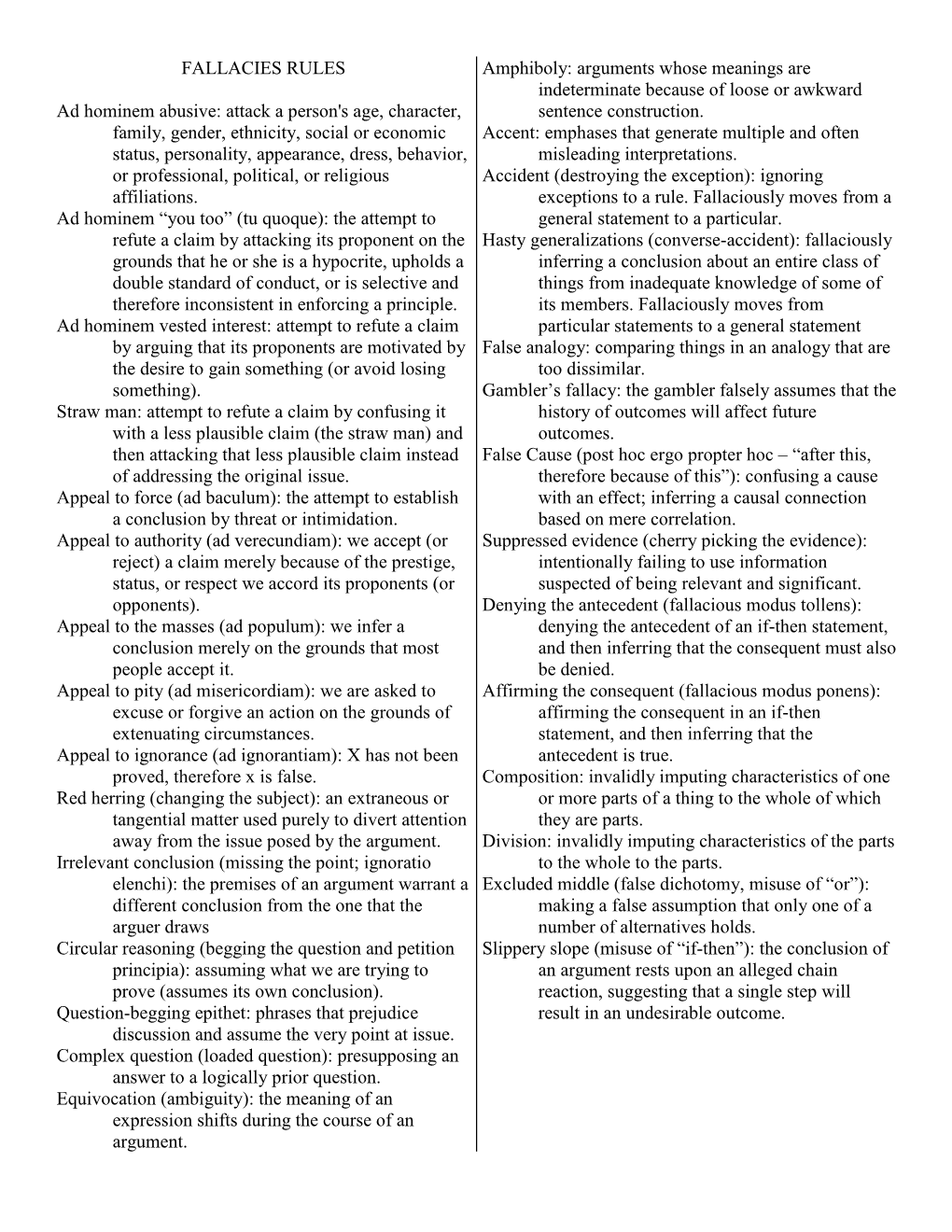 FALLACIES RULES Ad Hominem Abusive: Attack a Person's Age