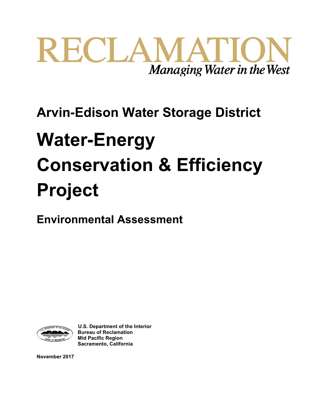 Water Energy Conservation and Efficiency Project Arvin Edison