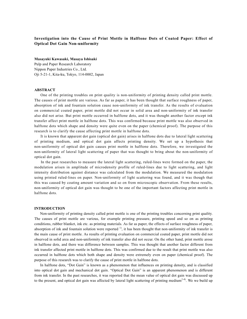 Investigation Into the Cause of Print Mottle in Halftone Dots of Coated Paper: Effect of Optical Dot Gain Non-Uniformity