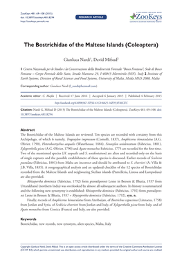 Coleoptera) 69 Doi: 10.3897/Zookeys.481.8294 RESEARCH ARTICLE Launched to Accelerate Biodiversity Research