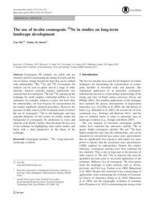 The Use of In-Situ Cosmogenic Ne in Studies on Long-Term Landscape