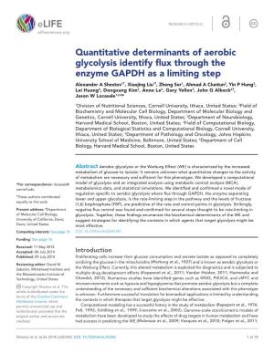 Quantitative Determinants of Aerobic Glycolysis Identify Flux Through The