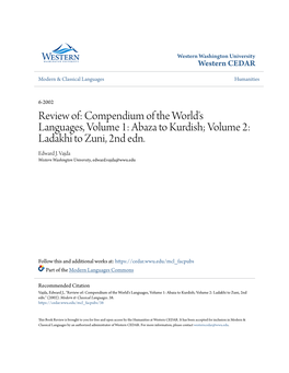 Abaza to Kurdish; Volume 2: Ladakhi to Zuni, 2Nd Edn. Edward J